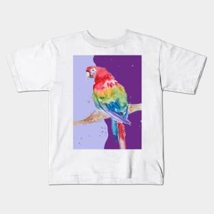 Parrot Watercolor Painting Macaw - Yellow Purple Kids T-Shirt
